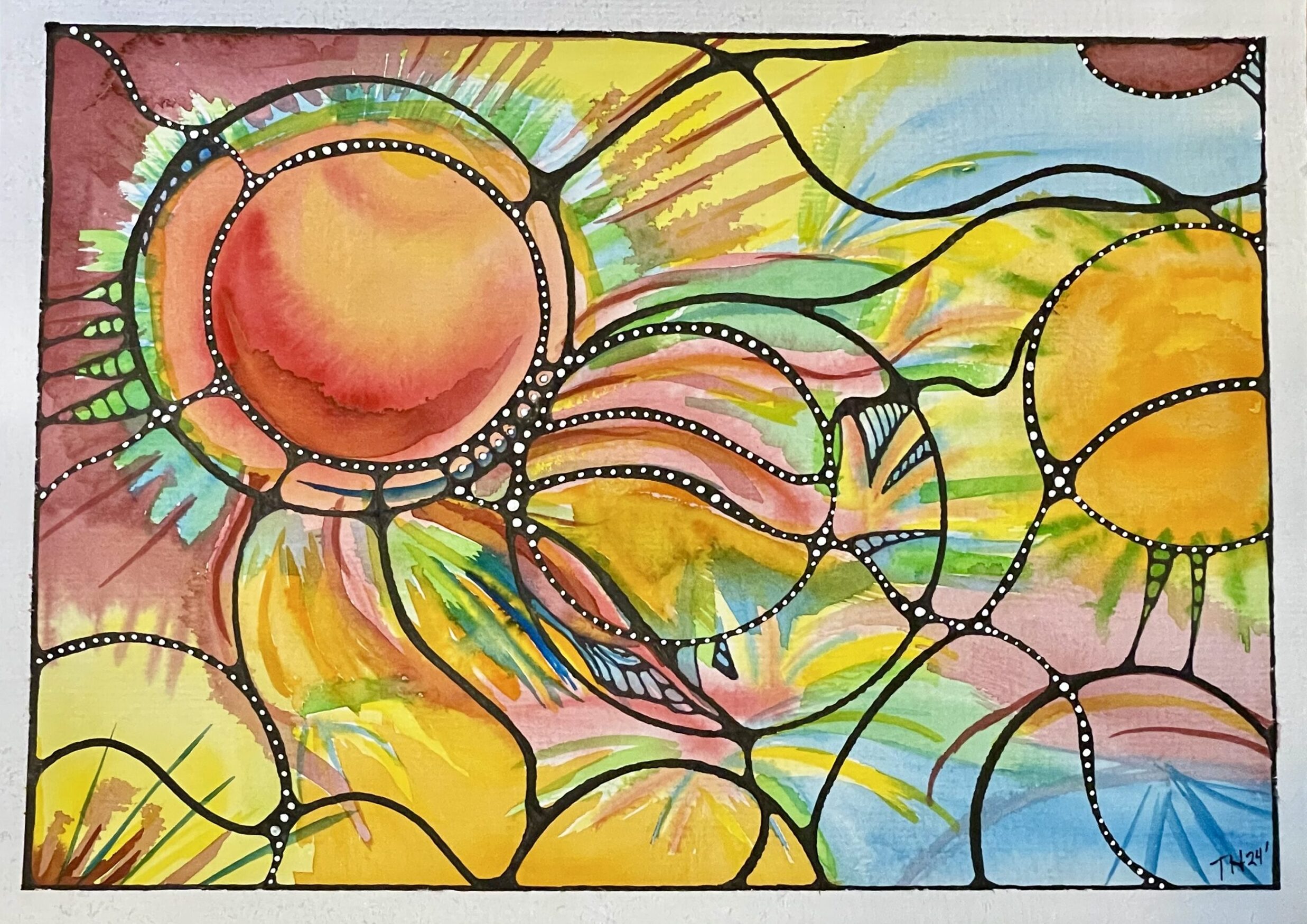 My first neuographic piece with watercolor background.