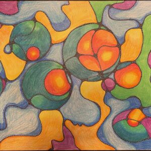 Large neutrographic piece in marker and colored pencil.