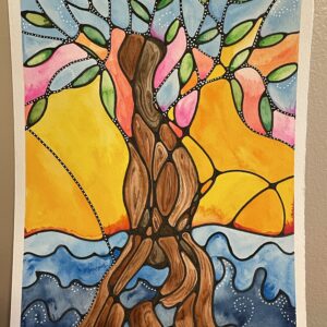Neurographic Tree With Sunset
